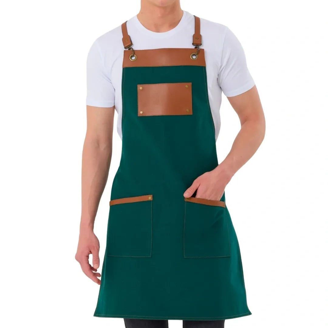 Personalised Premium Apron with Vegan Leather Accents