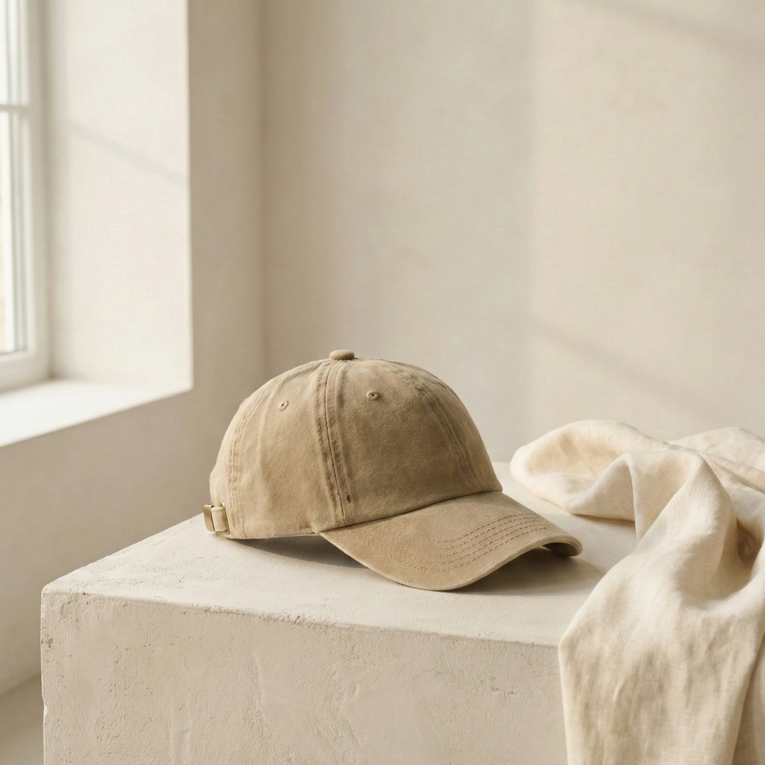 Washed Gabardine Cap - Beige