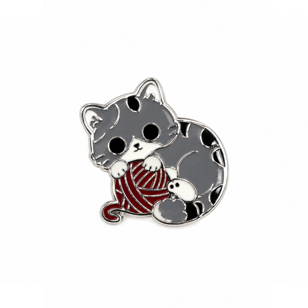 Cat & Yarn Pin Badge