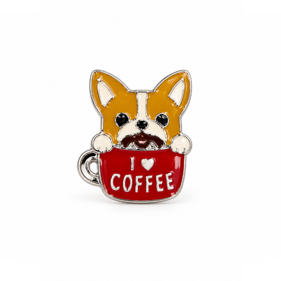 I Love Coffee Dog Pin Badge