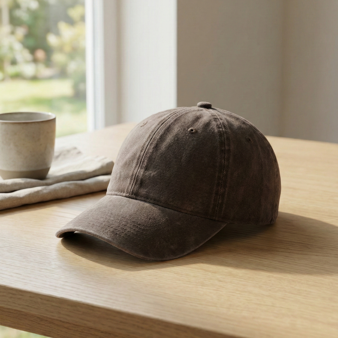 Washed Gabardine Cap - Brown