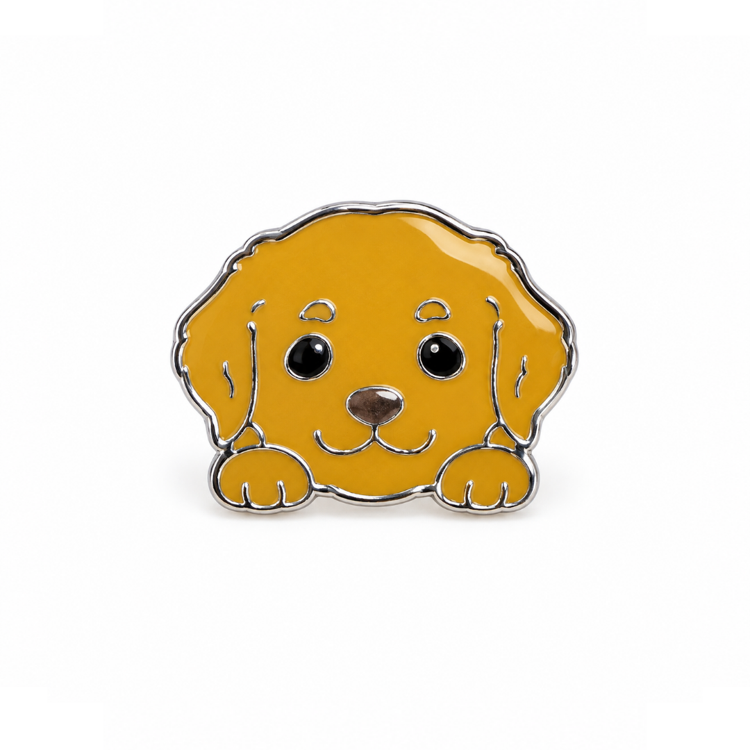 Yellow Dog Face Pin Badge