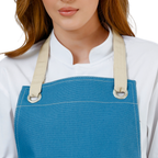 Naples Apron - Steel Blue (Ecru Straps)