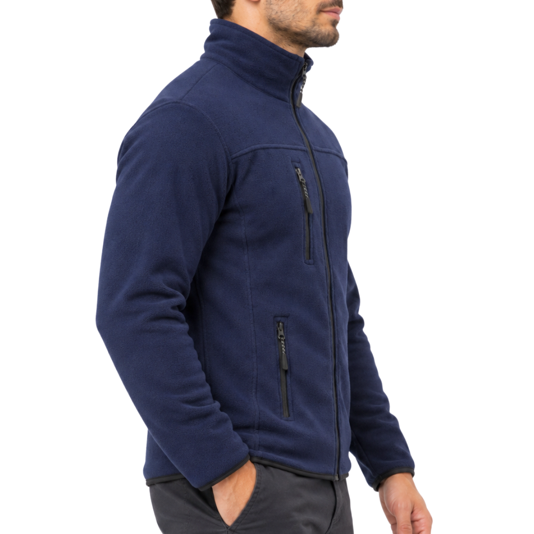 Navy Unisex Fleece Jacket with 3 Zip Pockets