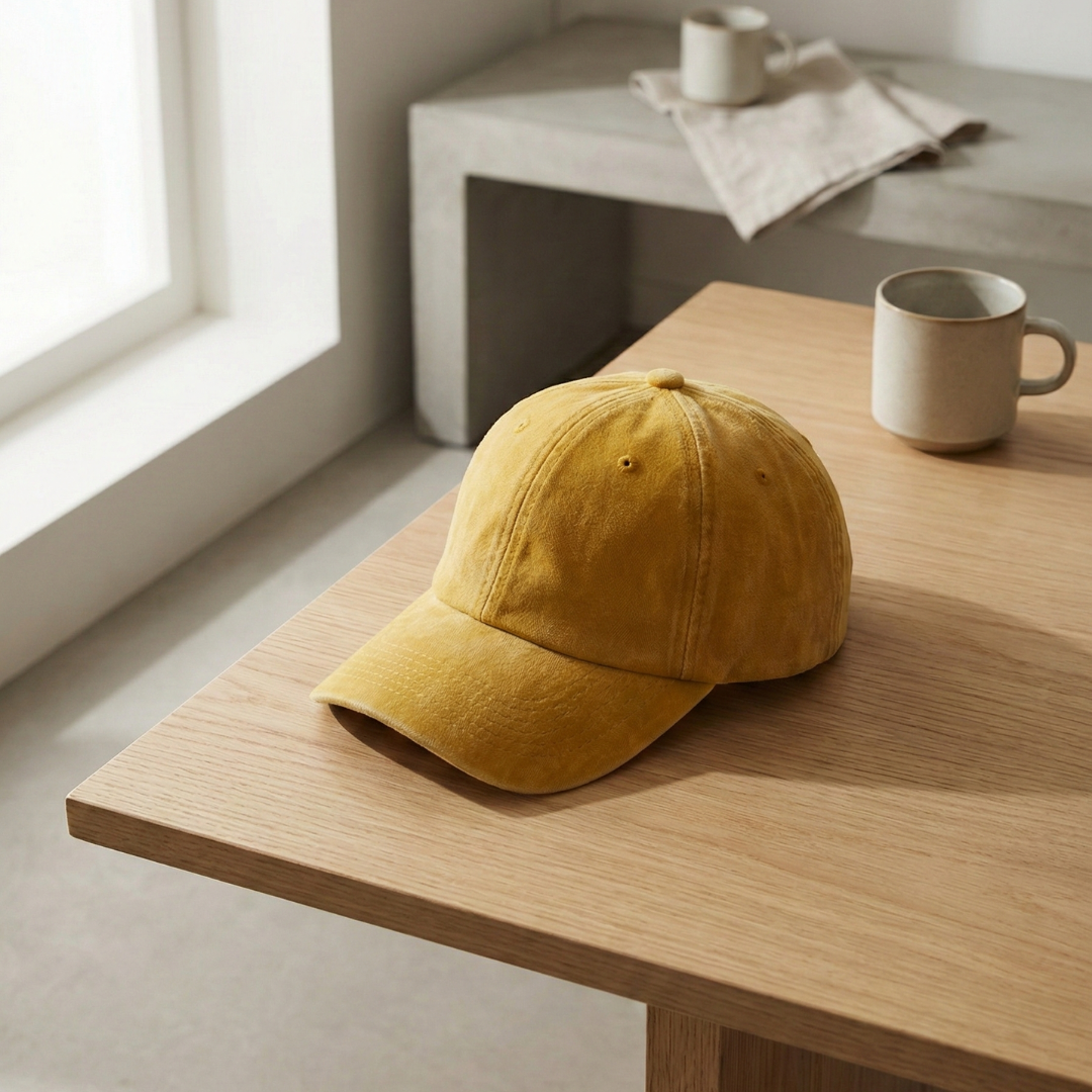 Washed Gabardine Cap - Yellow