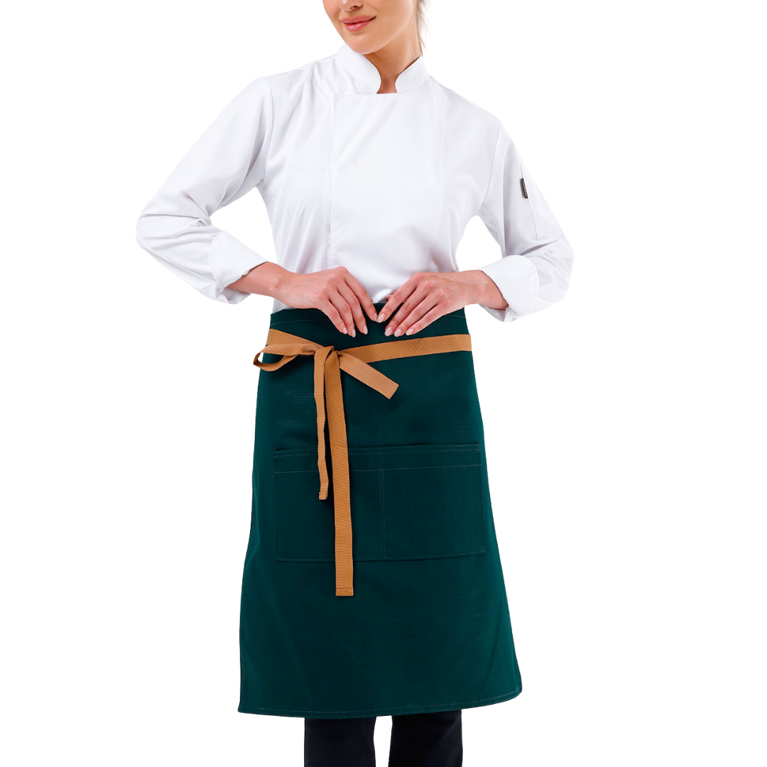 Green Lisbon cotton waist apron, product view 3