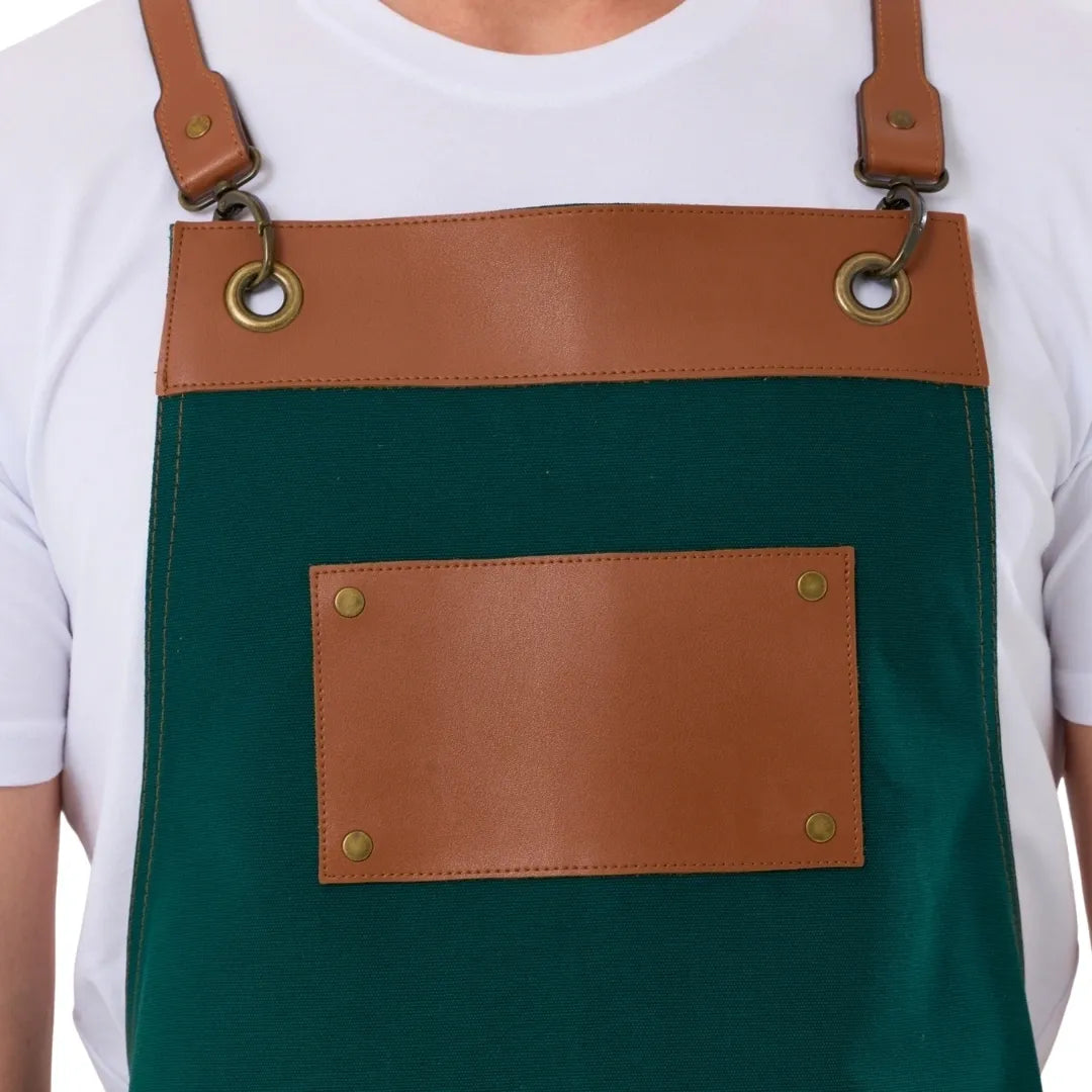 Personalised Premium Apron with Vegan Leather Accents