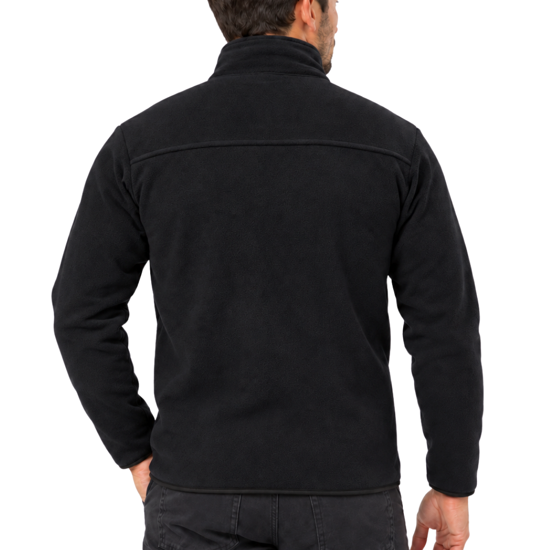 Black Unisex Fleece Jacket with 3 Zip Pockets