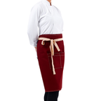 Burgundy Lisbon cotton waist apron, product view 3