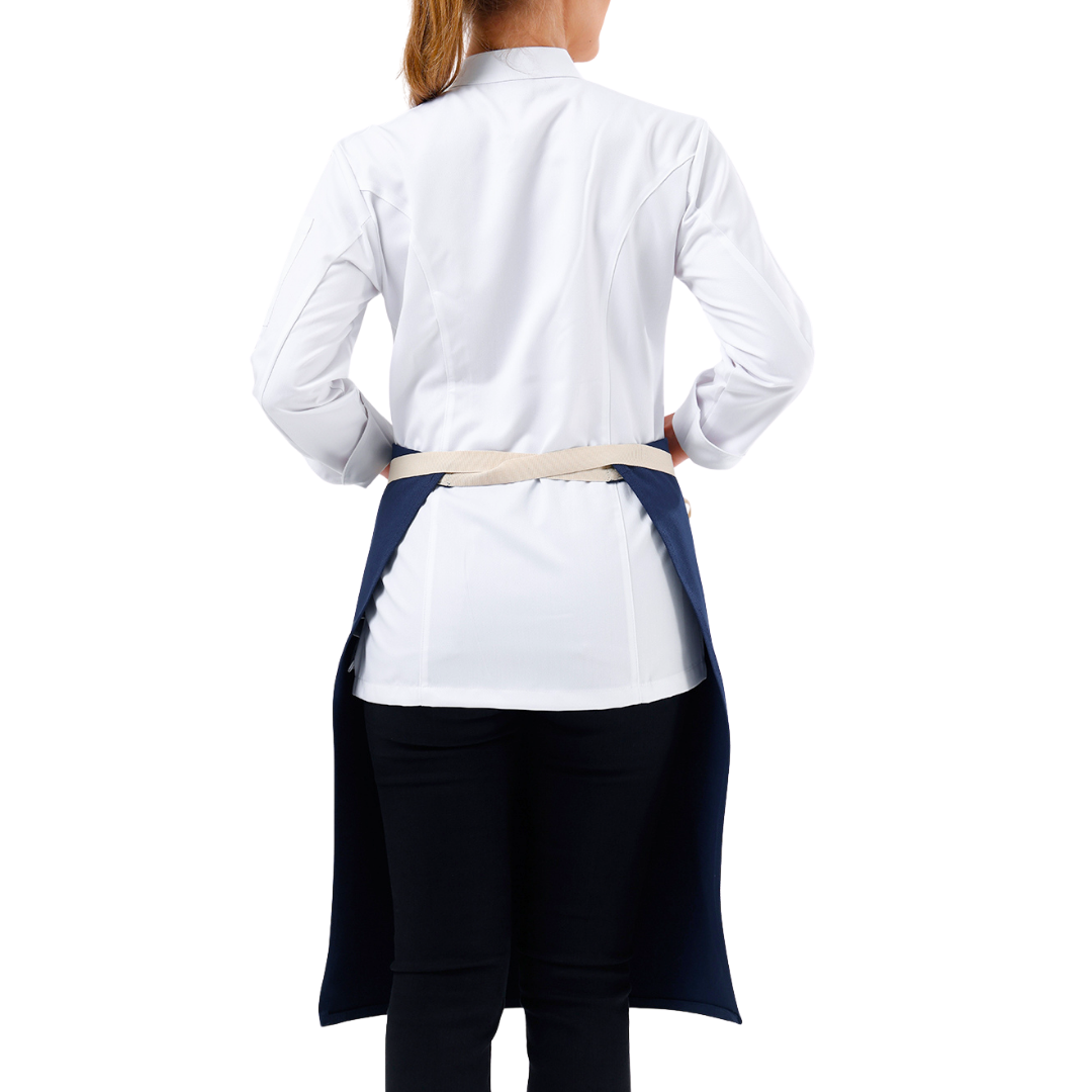 Navy Blue Lisbon cotton waist apron, product view 4