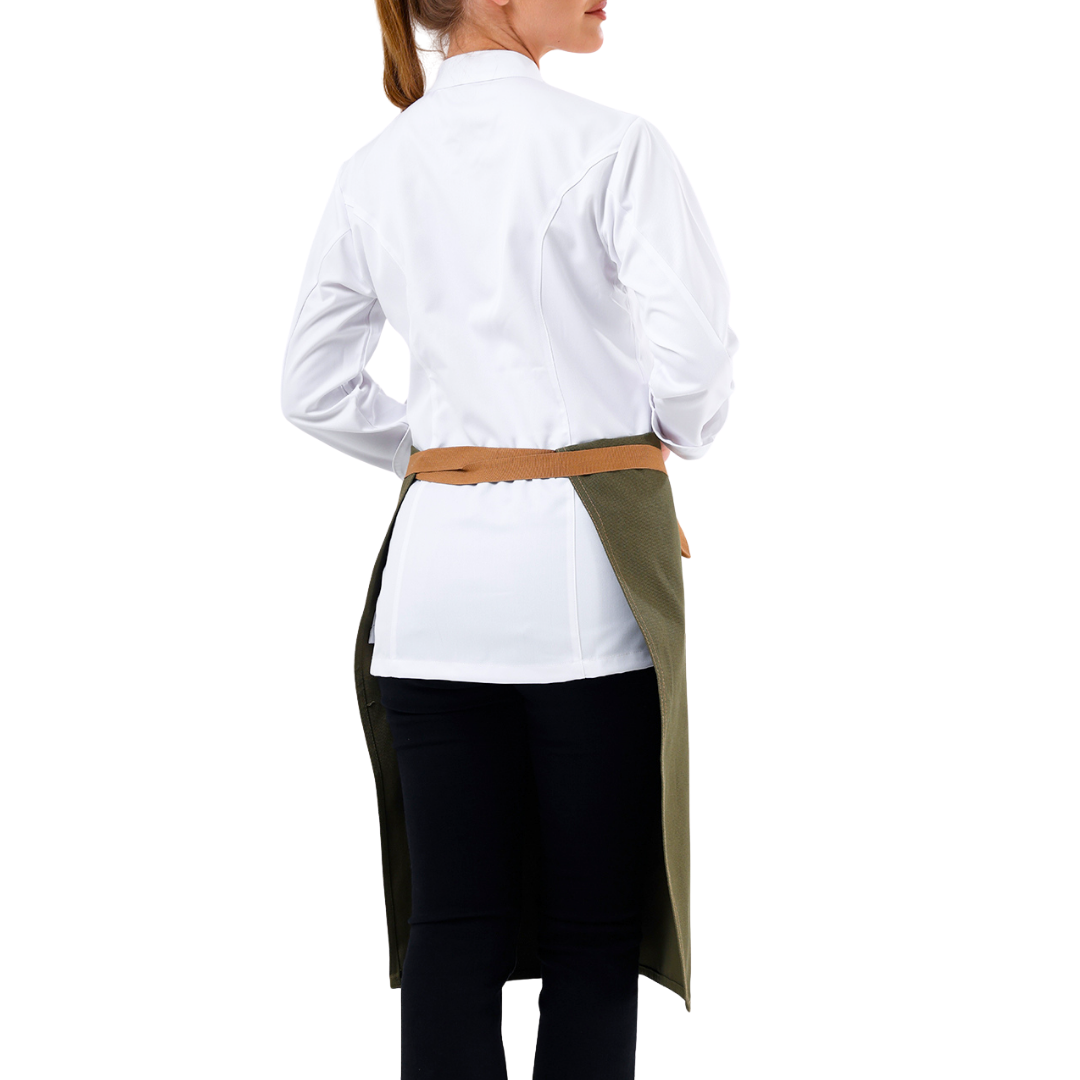 Olive Green Lisbon cotton waist apron, product view 5