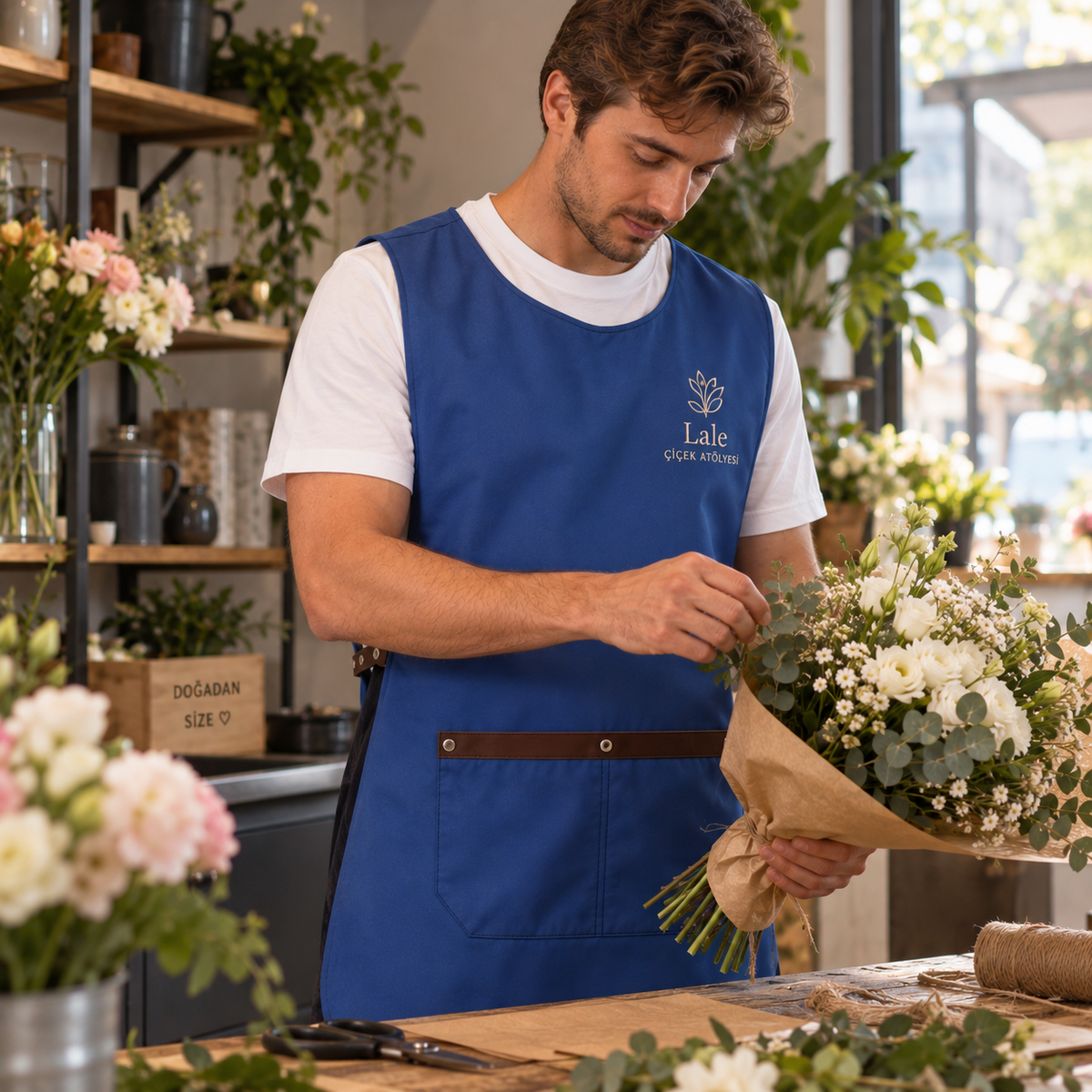 Milano blue professional apron – product photo 6