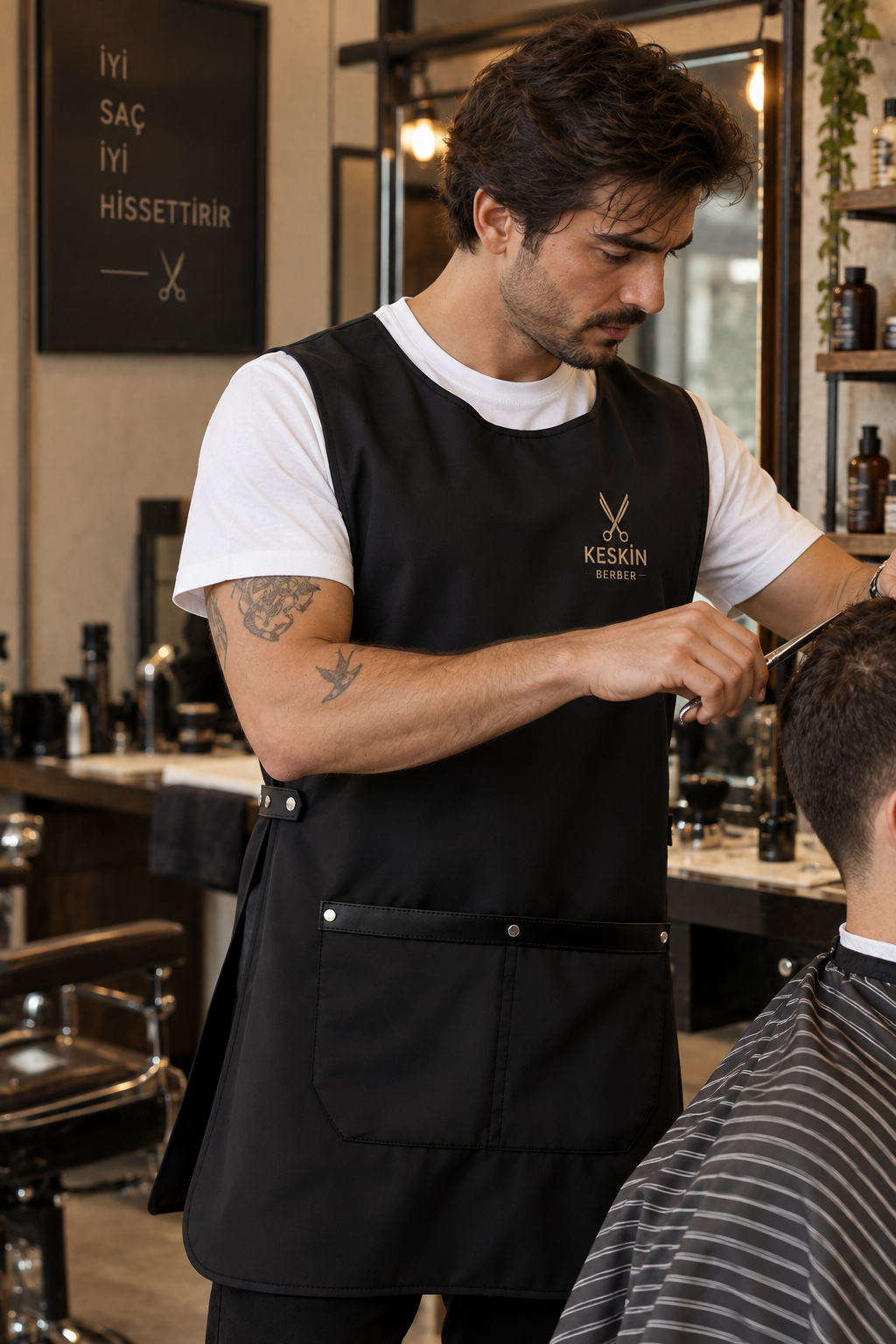 Milano black professional apron – product photo 6