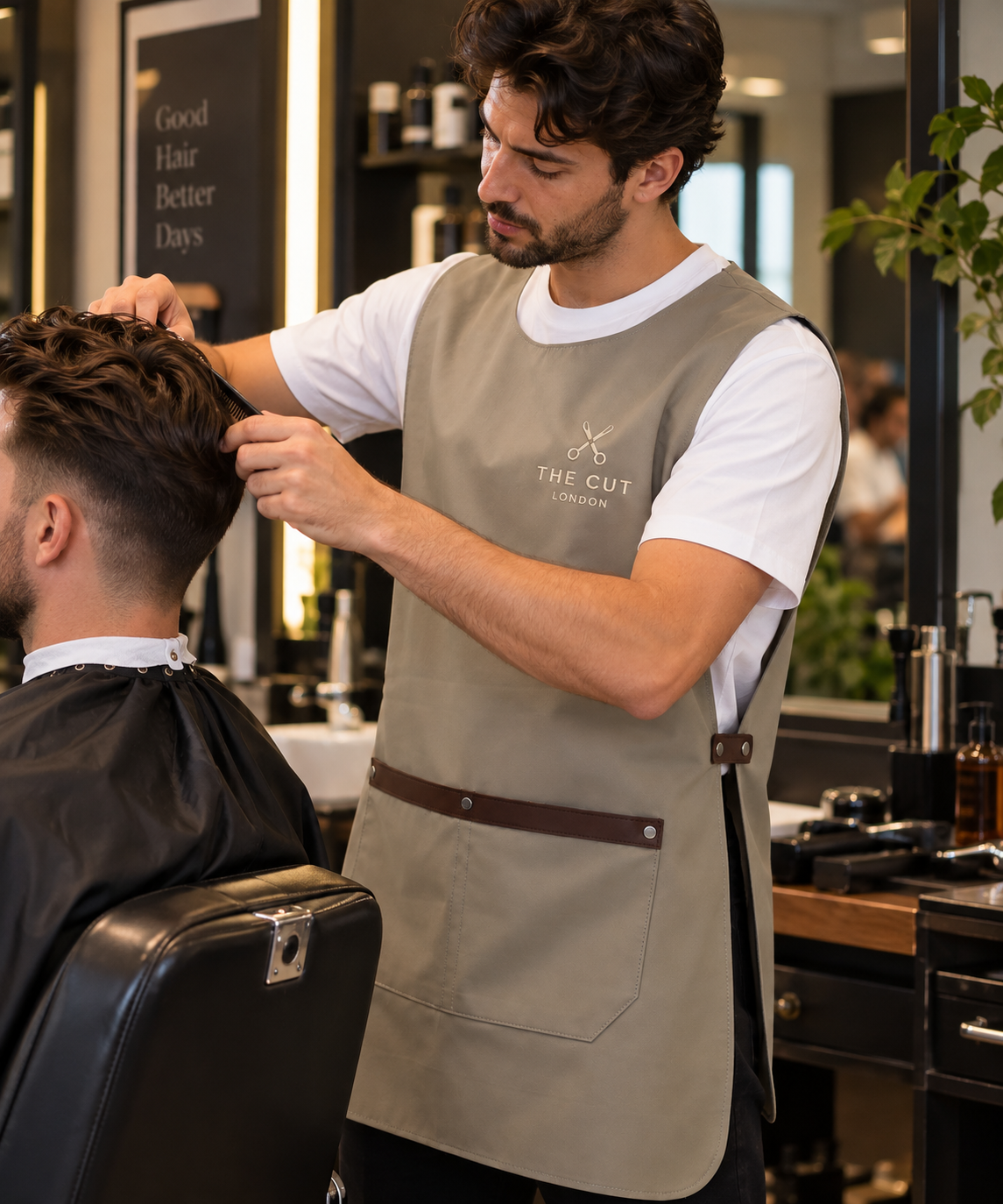 Milano light grey professional apron – product photo 5