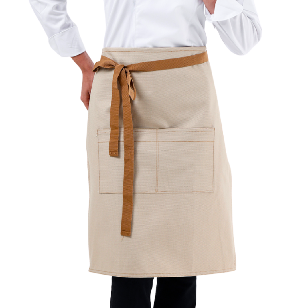 Ecru Lisbon cotton waist apron, product view 1