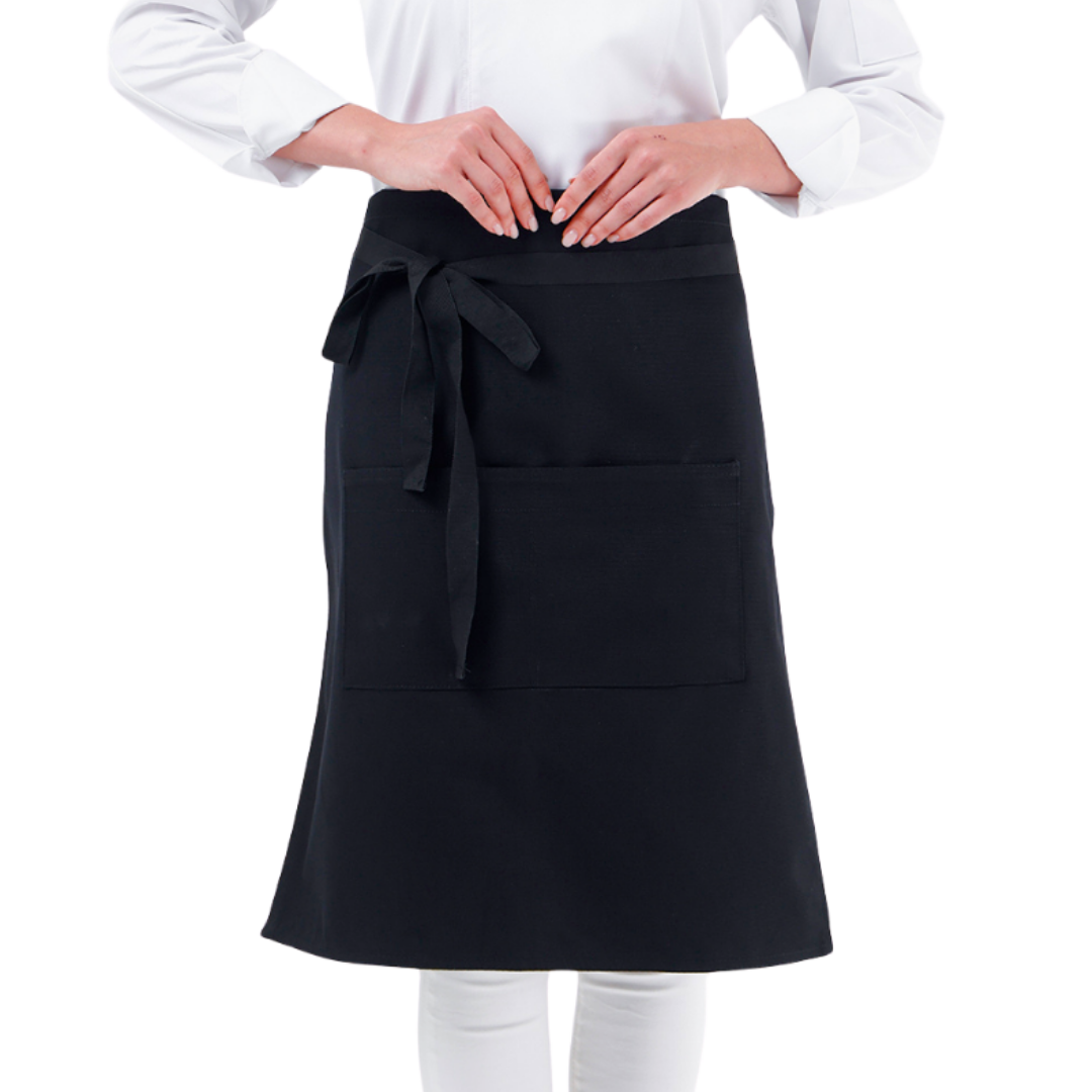 Black Lisbon cotton waist apron, product view 1