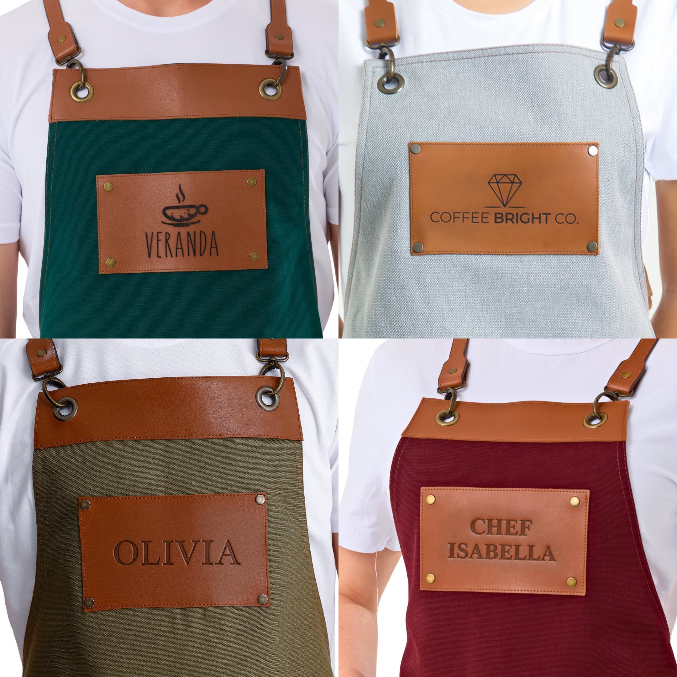 Personalised Premium Apron with Vegan Leather Accents