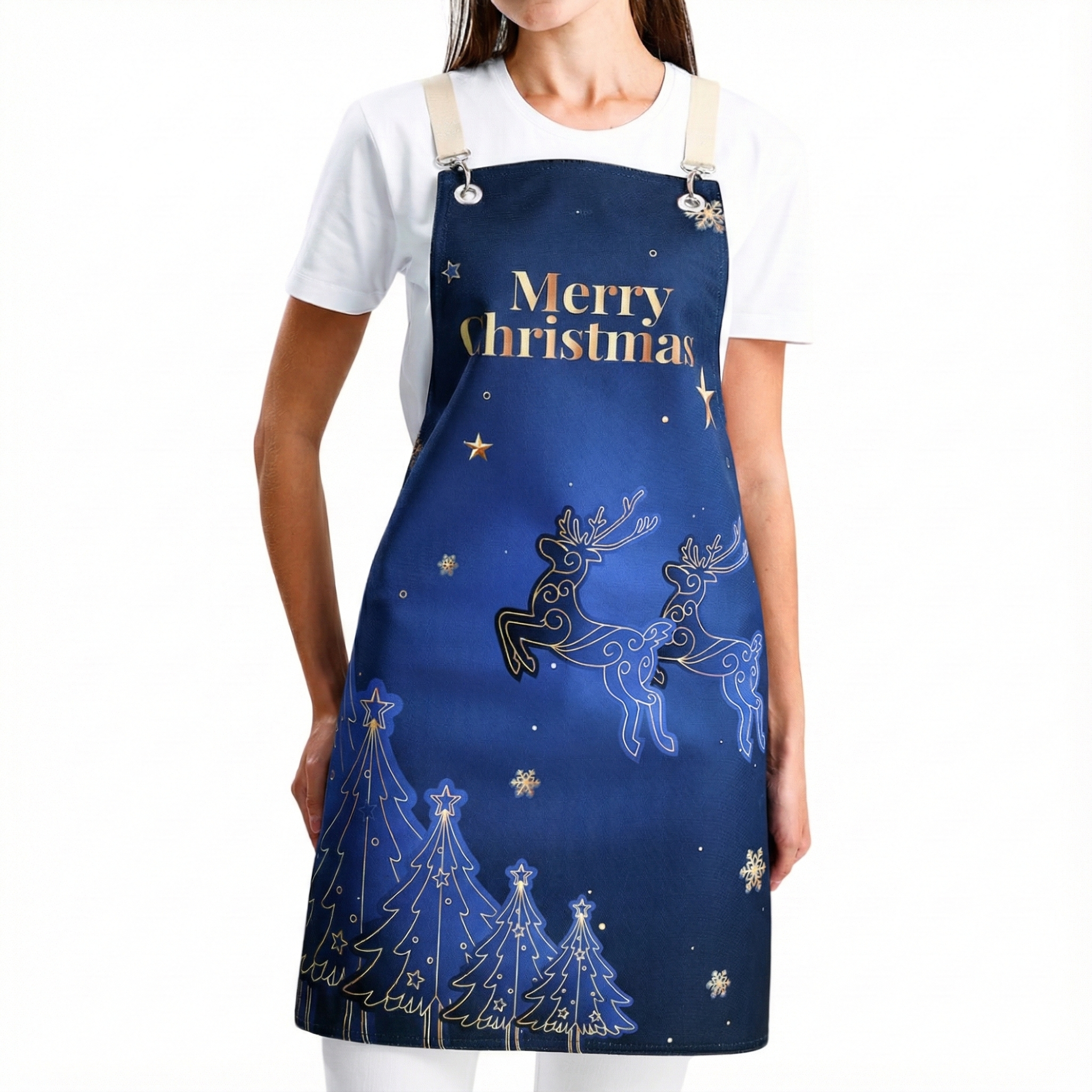 Winter Holiday Apron - Midnight Reindeer