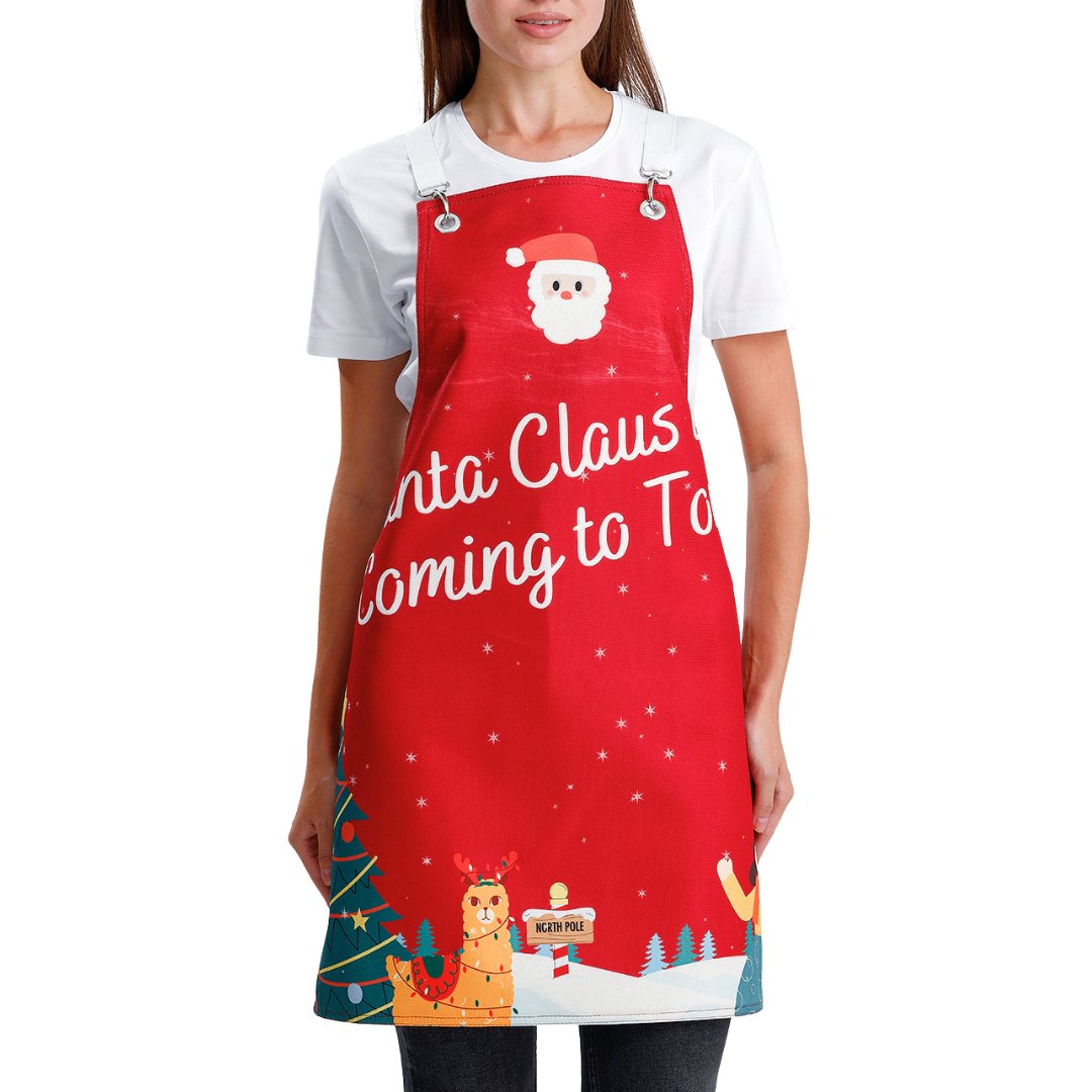 Winter Holiday Apron - Santa Claus Coming