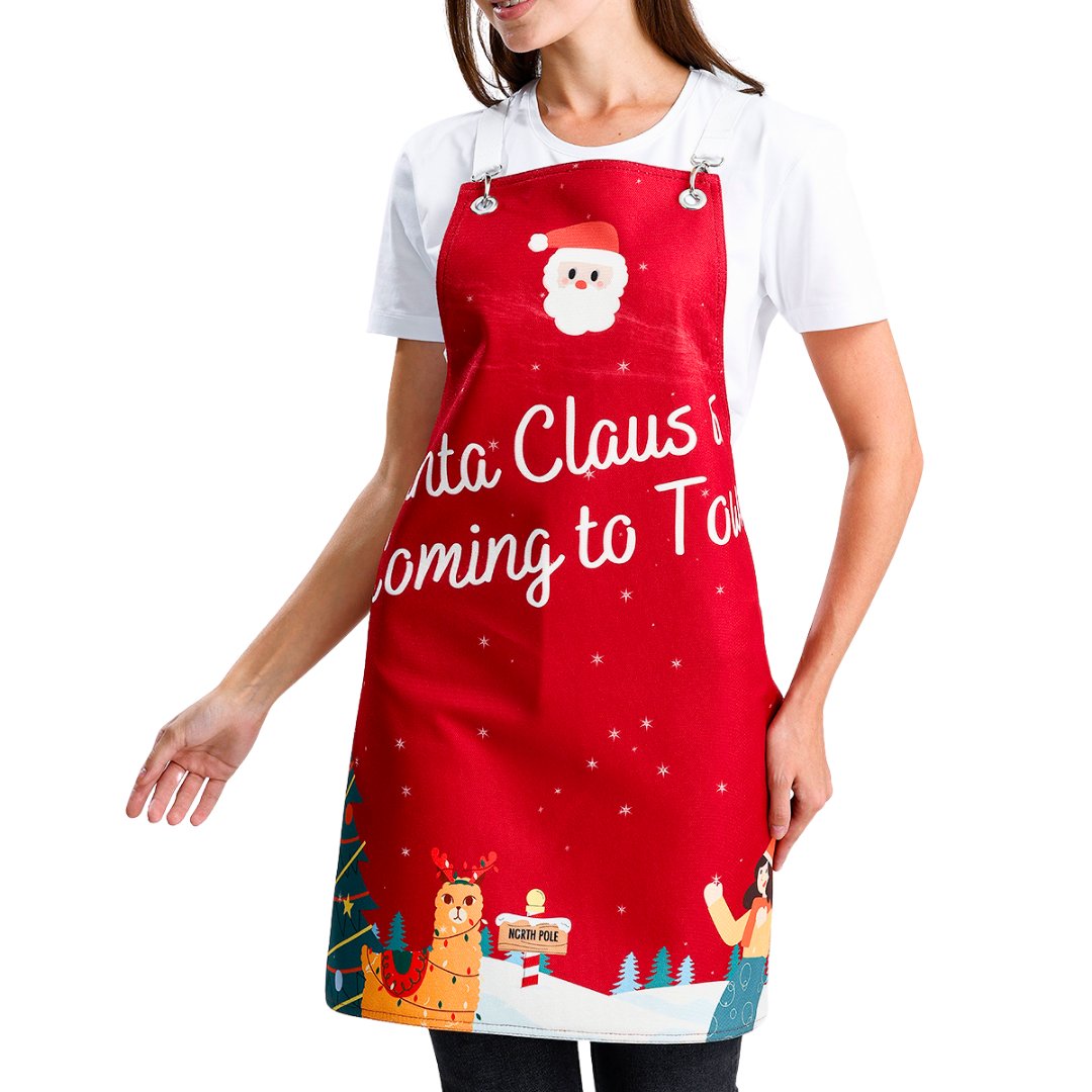 Winter Holiday Apron - Santa Claus Coming
