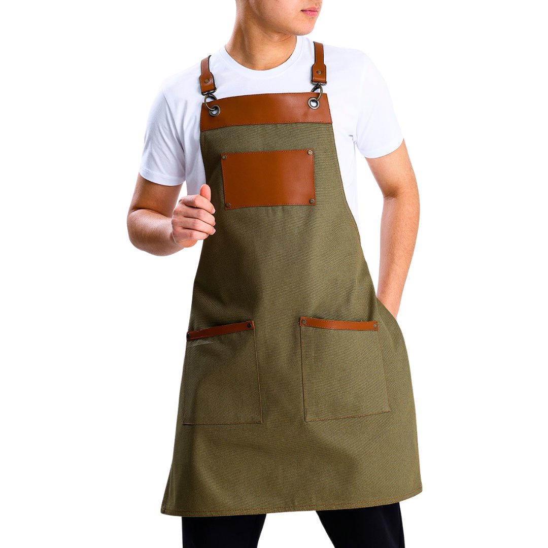 Personalised Premium Apron with Vegan Leather Accents